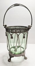 Vintage Studio Nova Emma Green Glass Candle Holder Lantern Metal 8