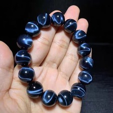Genuine Natural blue Tiger's Eye Stone Crystal Round Bead Bracelet 14mm AAAAAA picture