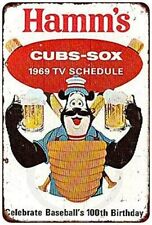 Chicago Cubs White Sox Hamm's Beer Baseball Metal Sign 8 X 12 Inch picture