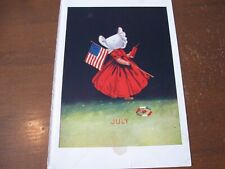 1907 Art Print Lithograph - SUNBONNET GIRL for JULY FOURTH 4th FIREWORKS FLAG picture