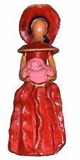 Vintage Artesania Lime Dominican Republic Terracotta Clay Pottery Figure Flower picture