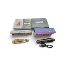 NRA 1776 Folding Knife, EDC Flashlight, Playing Cards. All are new in box picture