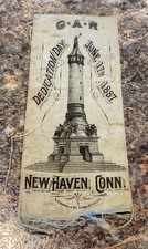 Antique 1887 GAR G.A.R. Civil War Veteran Dedication Day Ribbon New Haven Conn picture