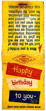 1960s Mutual Of Omaha Insurance Matchbook Cover Vintage Happy Birthday NYC picture