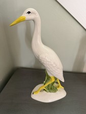 Vintage Heron Egret Crane Figurine Statue 13 inch White Bird MCM picture