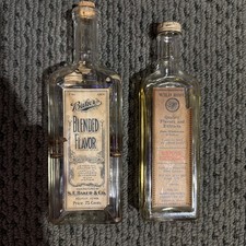 2 Vintage US Manufactured Clear Glass Bottles With Cork & Cap 1920s-1950s picture