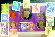 1983 S Proof Set Original Box 5 Coins+Rare US 19stamp mix collection trove combo picture