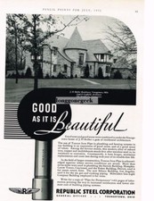 1932 Republic Steel Co.Toncan Iron Pipe Beautiful House Vintage Ad picture