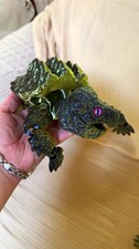 3d printed big Green Turtle Figurine Figure Toy with Purple Eyes picture