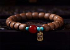8mm Wild Indian Sandalwood Bracelet Mala Meditation Sandalwood Prayer Bead 金算盘檀香 picture