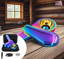 4Inch Stainless Steel Magnetic Spoon Tobacco Smoking Pipe 15 Filters Case New picture