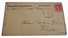 1898 CHICAGO & NORTH WESTERN RAILWAY C&NW COMPANY ENVELOPE MAPLE RIVER IOWA picture