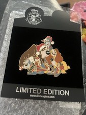 JUMBO Disney Shopping Lady & the Tramp Christmas Holiday Pin LE 300 Rare 2009 picture