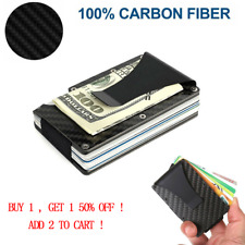  Men RFID Blocking Money Clip Slim Carbon Fiber Credit Card Holder Metal Wallet picture