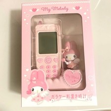 Sanrio My Melody Flip Phone Alarm Clock Pink Snooze Strap Table Clock New picture