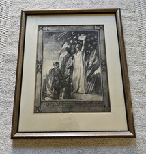 Rare WWI Franed Soldier Certificate Accolade Private Sullinger Wounded In Action picture