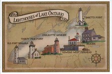 Lighthouses of Lake Ontario, Great Lakes, New York, Canada --- Modern Postcard picture