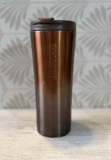 Vintage Starbucks 16 oz Copper Brown Travel Tumbler Mug Flip Top Lid 473mL picture