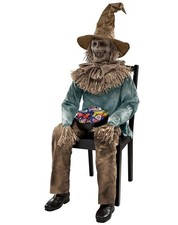 Scary Sitting Scarecrow Animatronic 4.5ft Halloween Decoration, Multicolor Prop picture