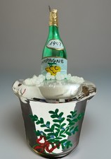 Vintage 1997 Champagne Bottle Ice Bucket Ornament Mouth Blown Glass Italy Rare picture