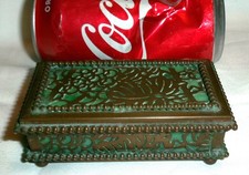 ANTIQUE L.C.T. TIFFANY STUDIOS NY # 801 BRONZE GRAPEVINE DESK STAMP BOX HOLDER picture