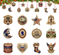 12Pcs 250 Anniversary USA Ornaments - Vintage Wooden 4Th of July Patriotic Decor picture