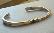 J. Nez Navajo Handmade Sterling Silver Cuff Bracelet Native American US 14k/ 925 picture