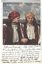 POSTCARD Ukraine folk costume Rusyn girls Zakarpattya POKORNY Synevyr Mukachevo picture