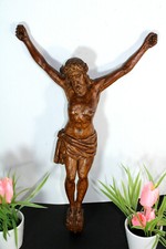 Gorgeous antique wood carved christ jesus figurine 19.6
