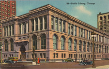 Vintage Chicago IL Postcard Linen Public Library Michigan Blvd picture