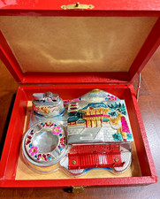 Vtg Made in Japan Table Top Smoking Set in Box Ash Tray Lighter Cigarette Box  picture