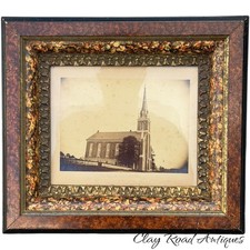 Antique Victorian FAUX tortoise frame Huffs Church berks county pa 1880 picture