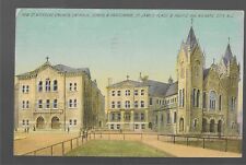 1913, New St. Nichols Church, Catholic Church and Parsonage, AC NJ Postcard picture