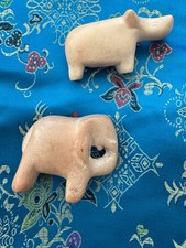 Vintage Hand Carved Soapstone Animals Lot-Elephant and Hippo Figurines picture