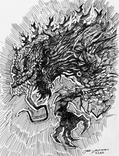Monster-Zilla Godzilla - 11x14 Original Ink Art by McIntosh COA - NOT a Print picture