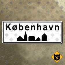 Denmark Copenhagen city town limits road sign highway marker silhouette 29x11 picture