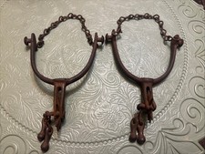 Antique August Buermann OK Cowboy Spurs Matched Pair Jingle Bobs Texas Trail Set picture