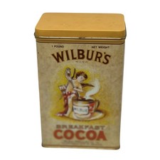 VTG Wilbur's Breakfast Cocoa Tin Yellow Cupid Angel Advertising Kitchen Decor picture