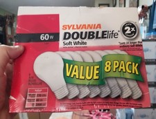 Sylvania 8 pack 60W Soft White Double Life incandescent Light Bulbs NEW Sealed picture
