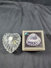 Vintage Rare Libbey 24% Lead Crystal Heart Shaped Trinket Box W Lid Unique picture