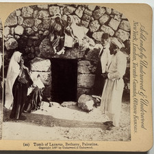 Tomb of Lazarus, Bethany, Palestine Biblical Site Vintage Stereoview J.F Jarvis picture