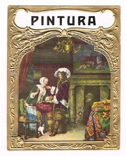 ORIGINAL C1910 CIGAR BOX LABEL ANTIQUE PINTURA DUTCH REMBRANDT EMBOSSED picture