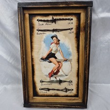 Antique Barbed Wire Display Cowgirl Pinup Old West Western Rustic Wall Art picture