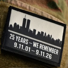 9/11 Twin Towers Never Forget Morale Patch | 25h Anniversary | USA Flag picture