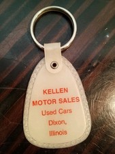 Vintage Kellen Motor Sales Used Cars Dixon Illinois White Keychain Key Ring picture