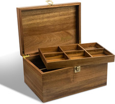 Locking Wooden Keepsake Box, Customizable Design with Adjustable Tray. Large Woo picture