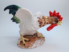 Vintage Italian Ceramic Rooster Figurine Hand Painted 14 Inch Majolica Italy picture