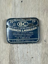 Vintage 1940s 1950s BC Headache Tablets 25c Tin B.C. picture