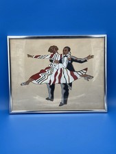 Vintage Mid Century Dancing Couple Art Reverse Painted Glass picture