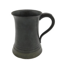 Victorian Period Peweter Tankard with Glass Bottom Antique c1850s picture